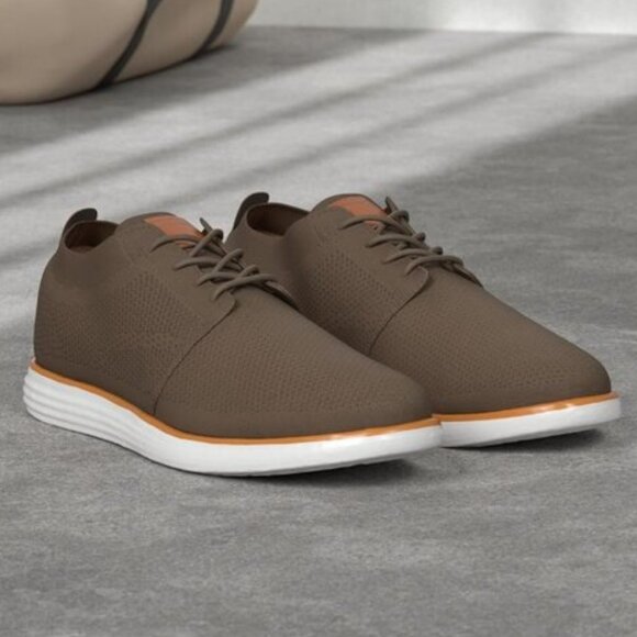 🆕Bruno Marc Men Light/Brown Knit Flex Mesh Oxfords Lace-Up Lightweight Sneakers - Picture 2 of 12